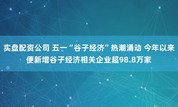 实盘配资公司 五一“谷子经济”热潮涌动 今年以来便新增谷子经济相关企业超98.8万家